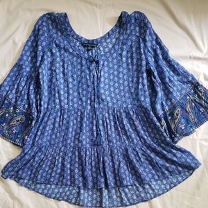 Flowy, blue, bo-ho style blouse